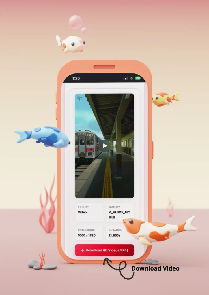 Pinterest Video Downloader showing the HD video download button