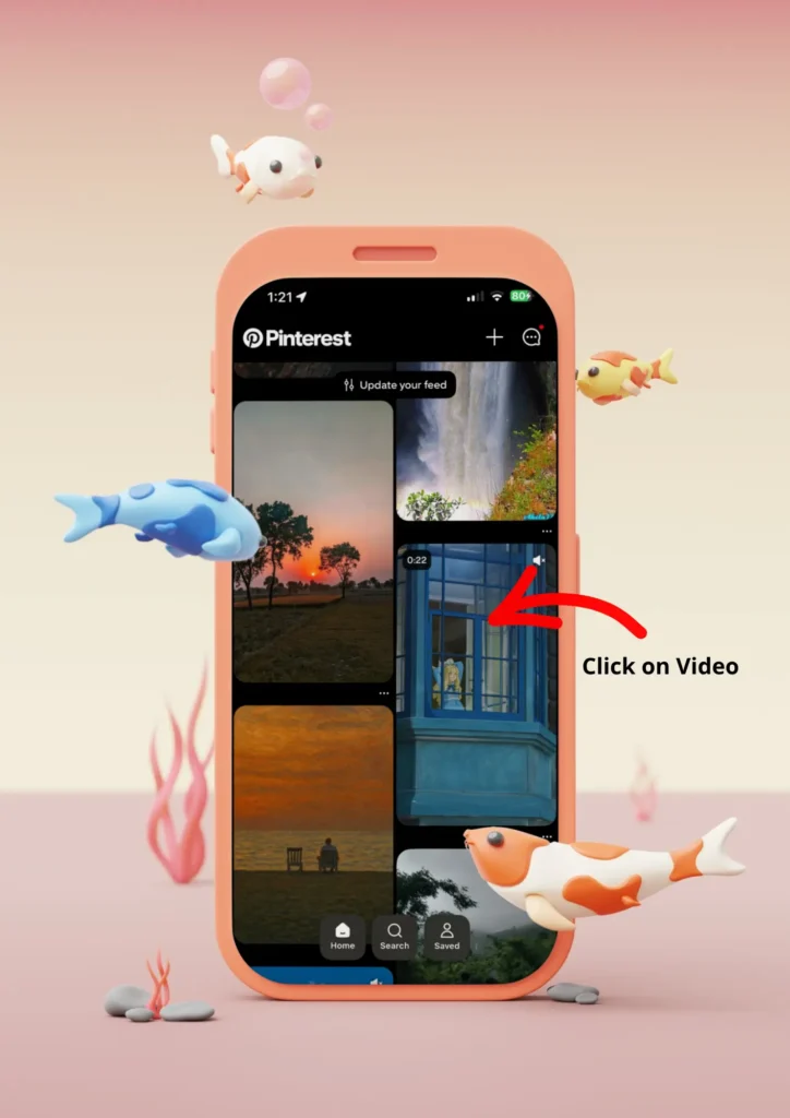 Pinterest video showing how to select a video before downloading