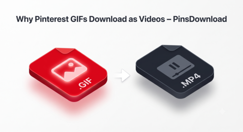 3D illustration showing a Pinterest GIF converting to an MP4 video file format